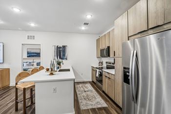 Modern kitchen with stainless steel appliances